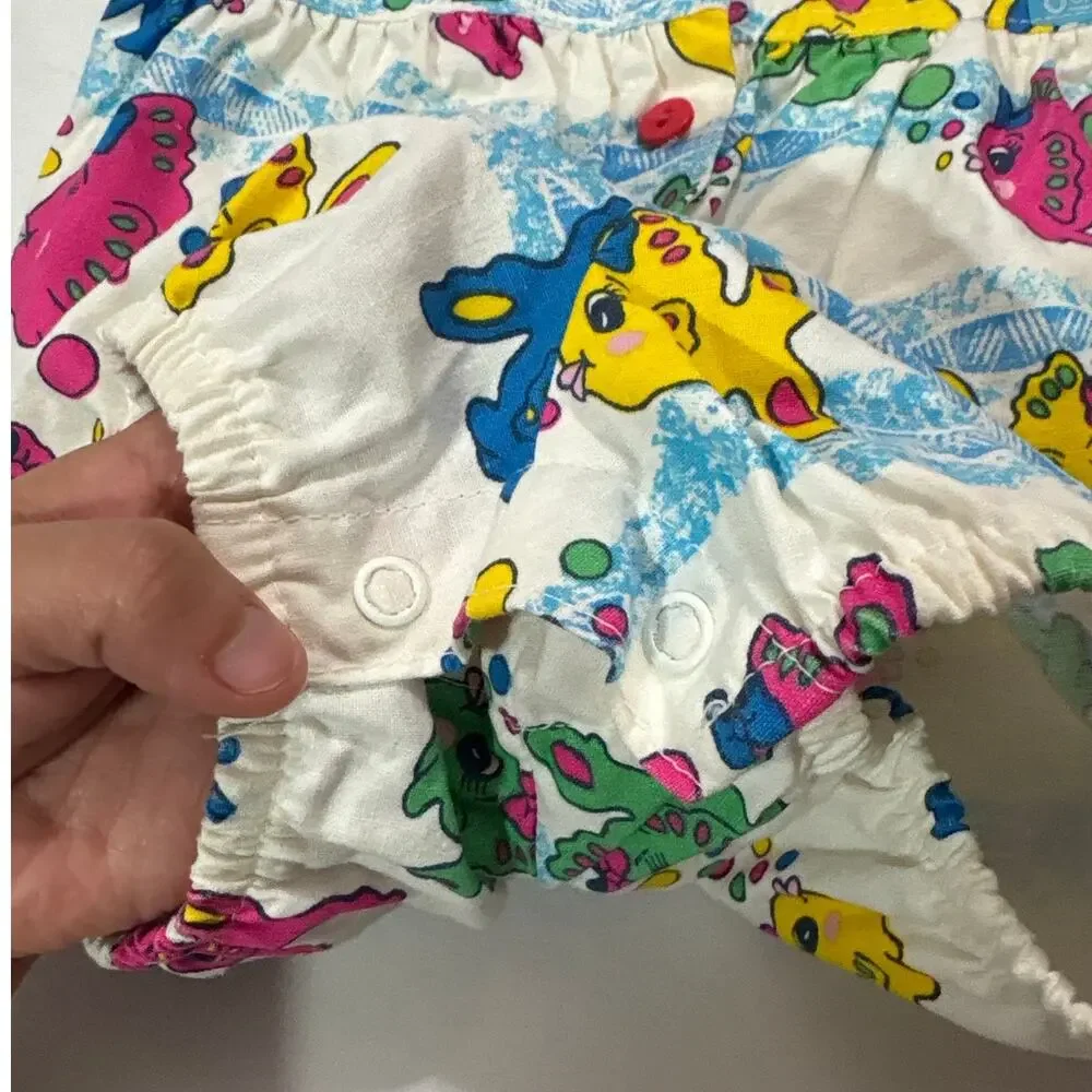 Vintage OshKosh B'gosh Baby 24M Fish Print Bubble Romper Retro Bright Rare